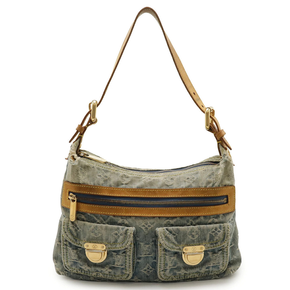 LOUIS VUITTON Monogram Denim Baggy Shoulder Bag Hobo Blue